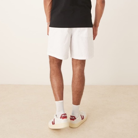 ASOS DESIGN Men’s Wide Shorts in White Linen Blend - Size L - Picture 5 of 6